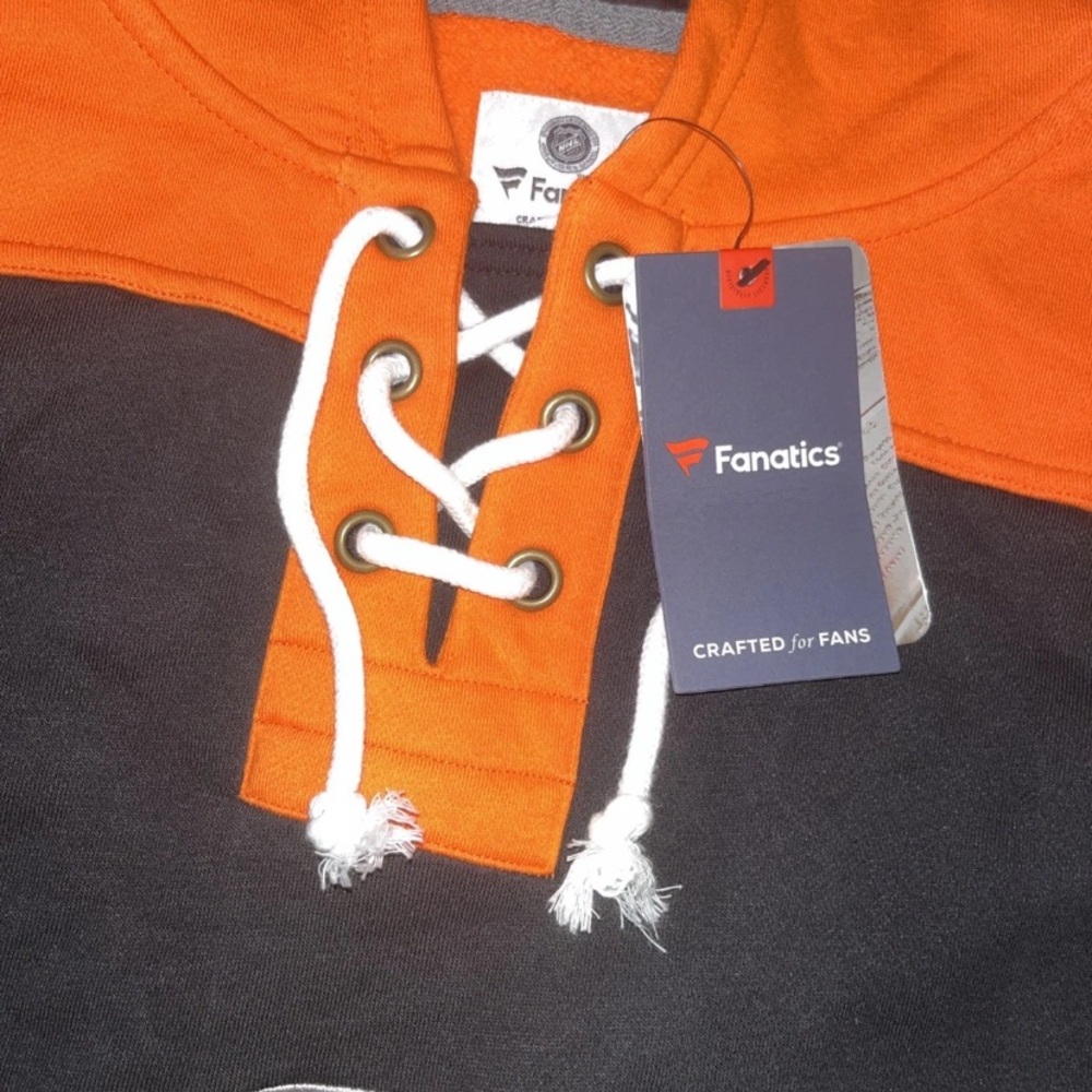 NEW Fanatics NHL Anaheim Ducks black hoodie sweatshirt size mens Small B43 Lace - Picture 3 of 8